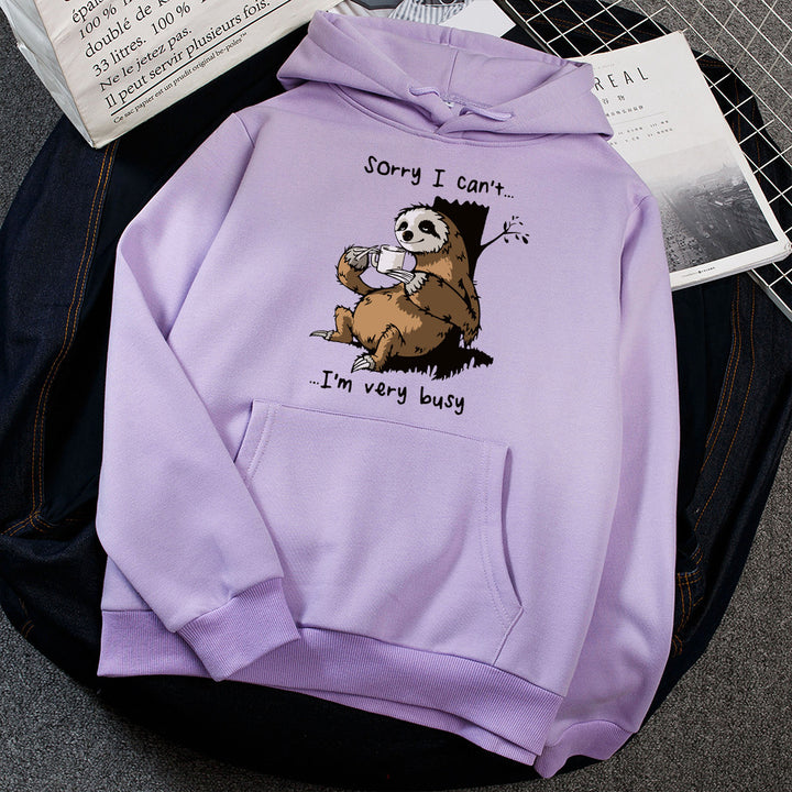 Ladies hoodie with cute animal motif and playful slogan Lune London