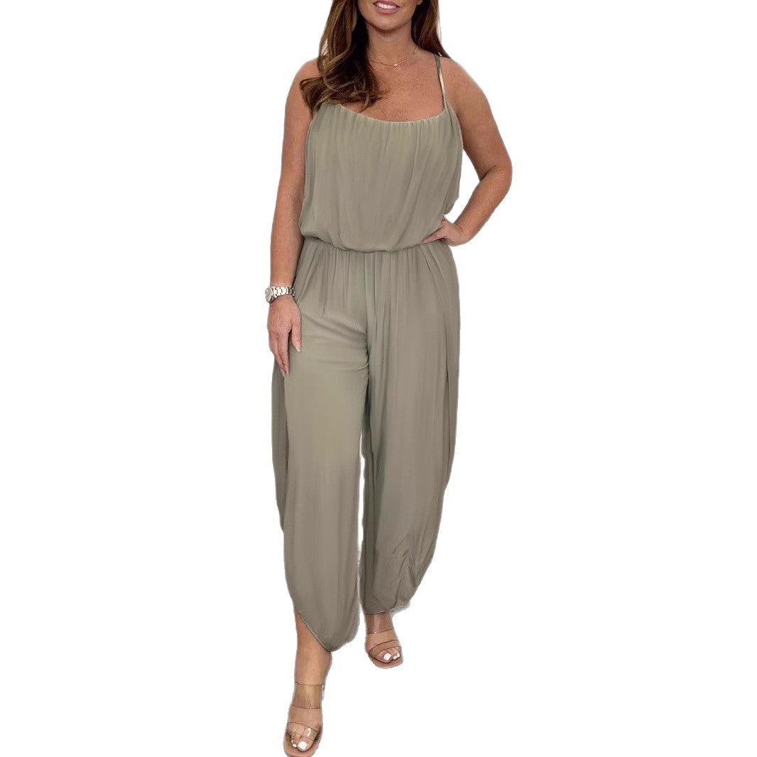 Women's jumpsuit with an elegant and fluid cut and adjustable straps Lune London