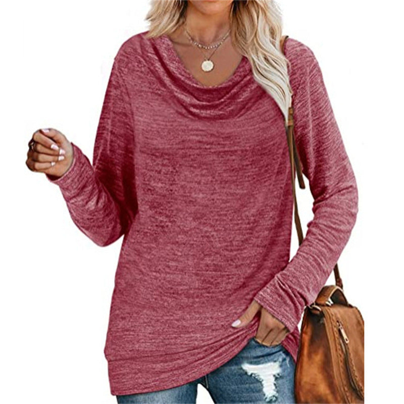 Casual long-sleeve t-shirt for women with classic cascade neckline Lune London