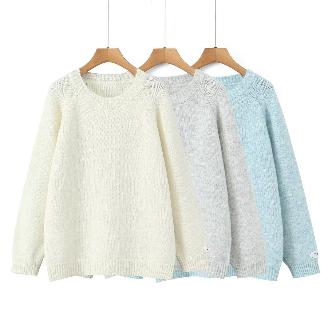 Pull en tricot confortable pour femmes avec col rond