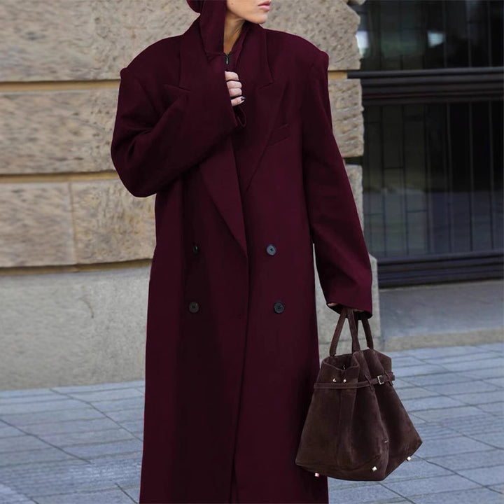 Ladies Elegant Oversized Wool Coat with Double Knot Closure Lune London