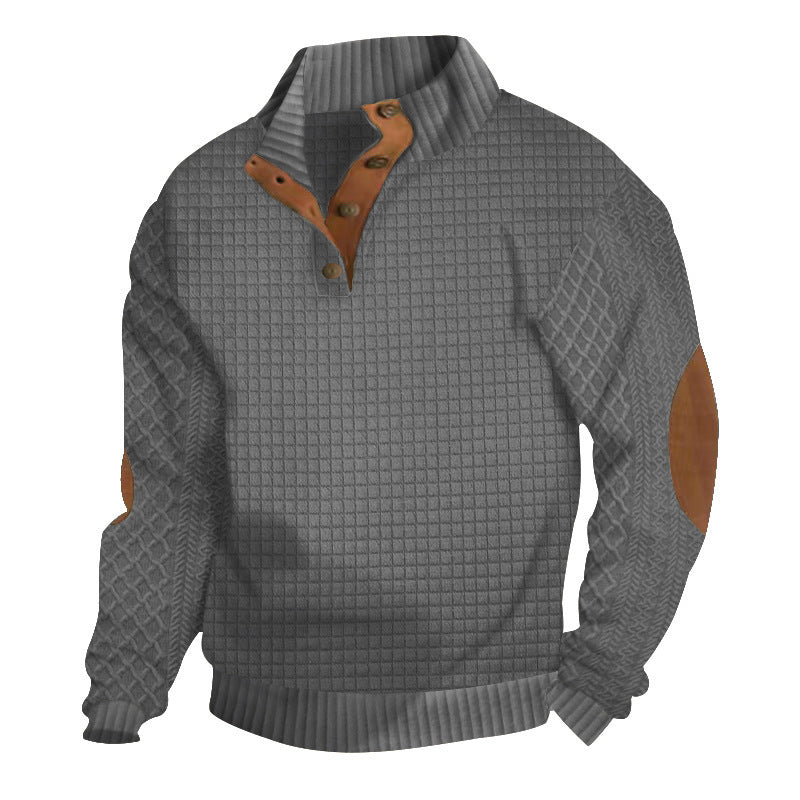 Men's sweater with high collar and leather applications Lune London