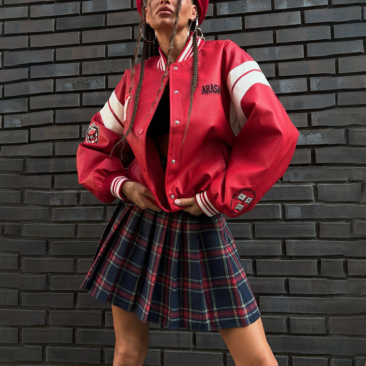 Women’s college jacket with sporty cut and contrasting sleeves Lune London