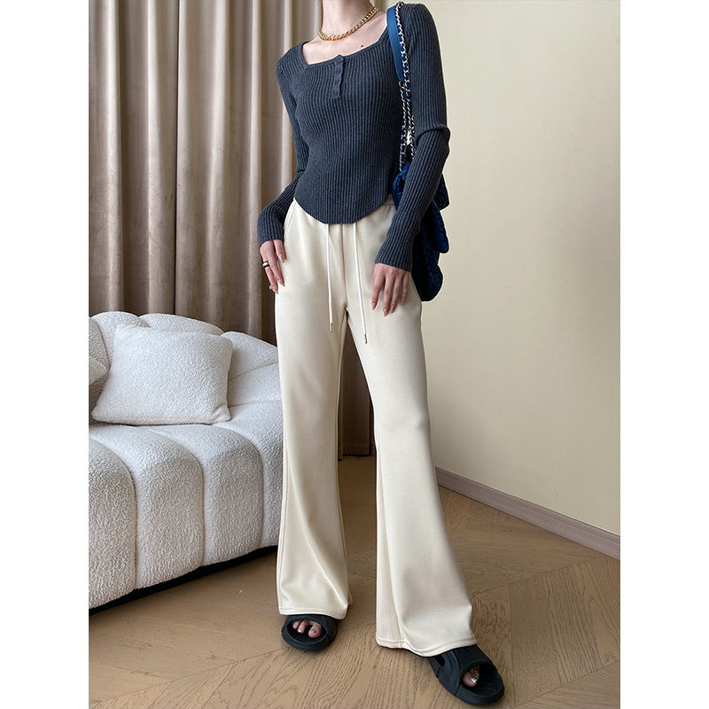 Women's Long Sleeve Ribbed Knit Top with Button Placket Chic & Stil