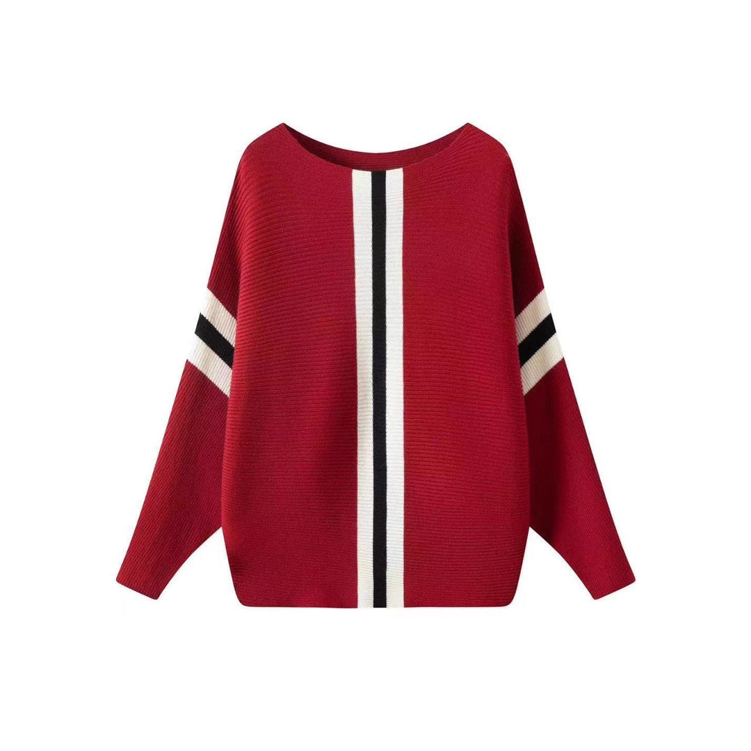 Ladies thick knit sweater with modern stripes Lune London