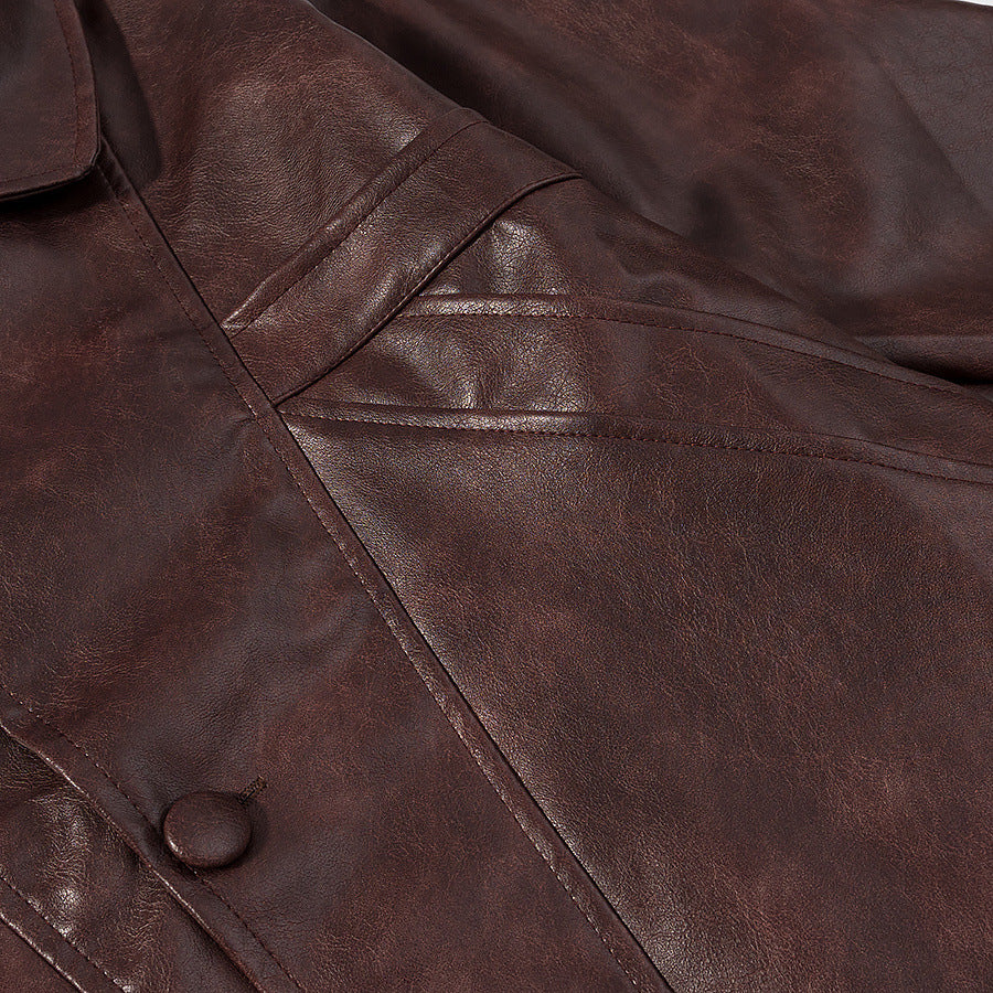 Women’s faux leather jacket with a structured design and practical pockets Lune London