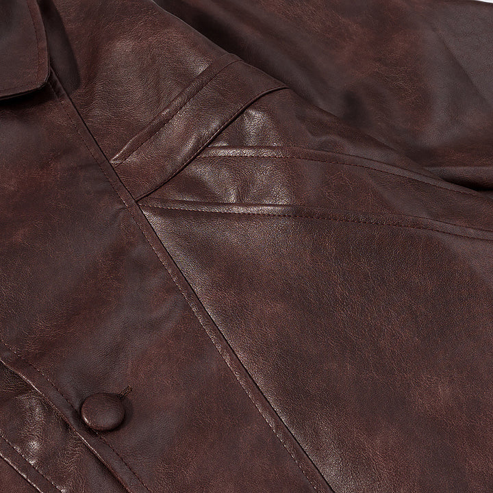 Women’s faux leather jacket with a structured design and practical pockets Lune London