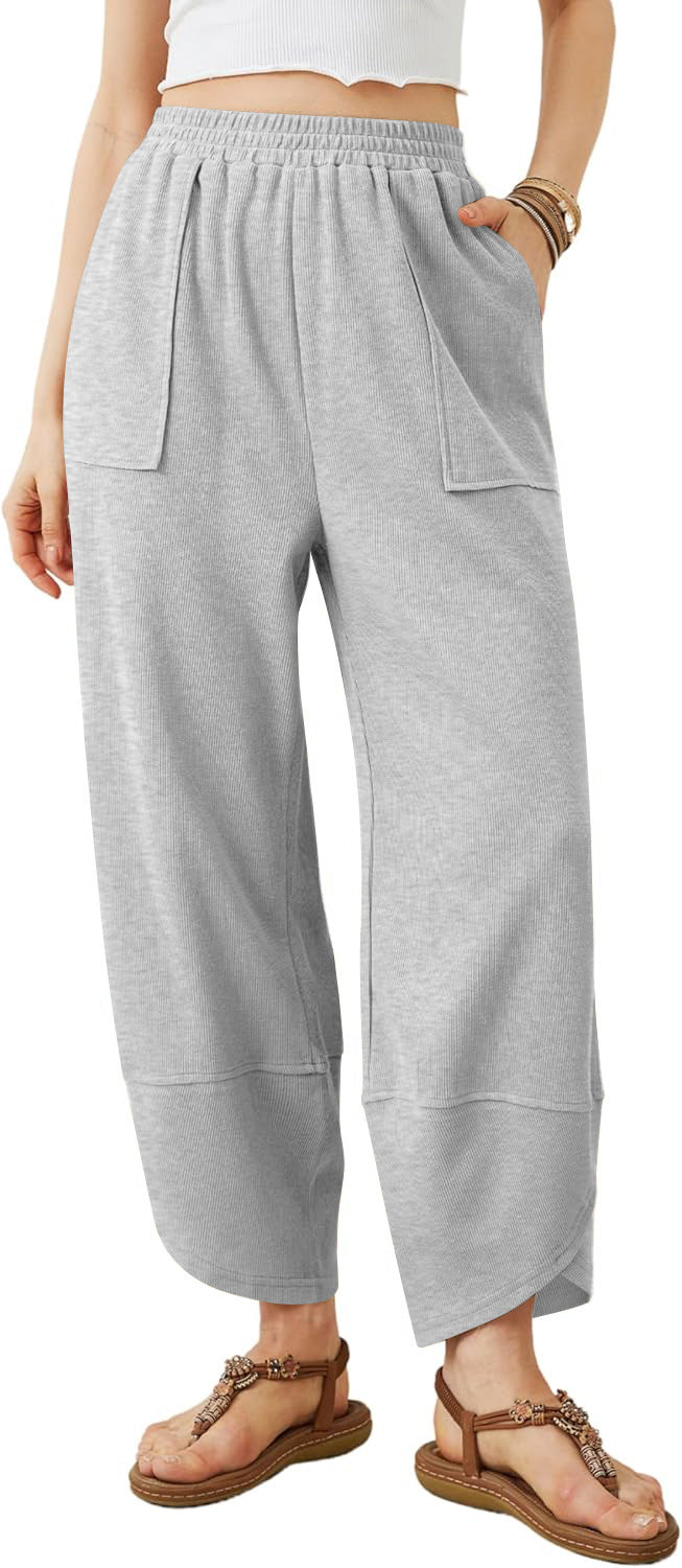 Women's Loose-Fitting Leisure Pants with Elastic Waistband and Practical Pockets Lune London