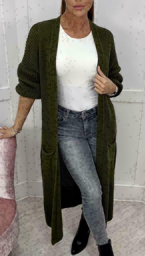 Ladies Long Sweater Coat with Large Pockets Lune London