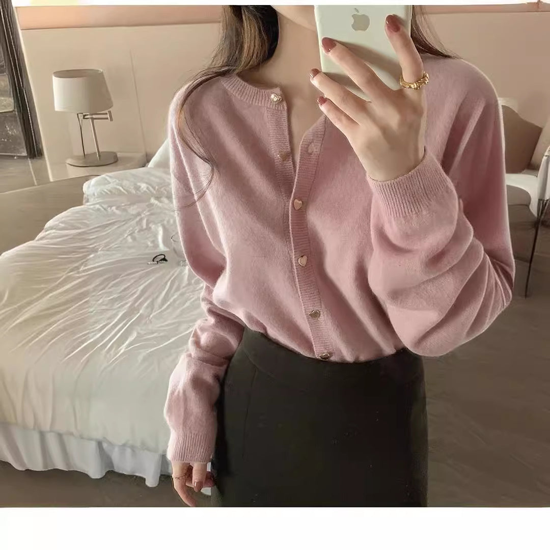 Femme Élégant Gilet avec Boutons en Cœur et Structure en Côtelé Fin Chic & Stil