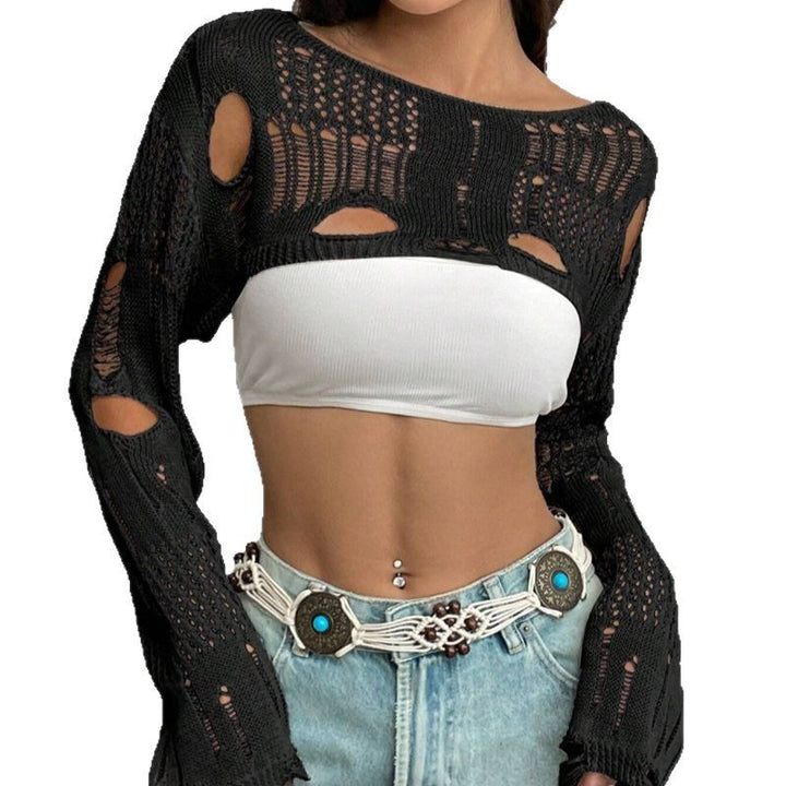 Women knitted top with unique cutouts and fashionable long sleeves Lune London