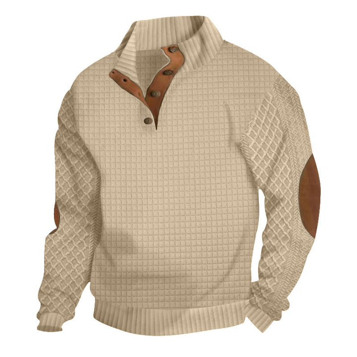 Men's sweater with high collar and leather applications Lune London