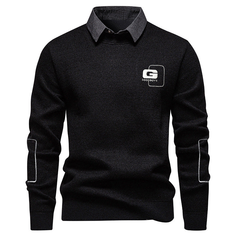 Elegant sweater for men with collar and fine knit pattern Lune London