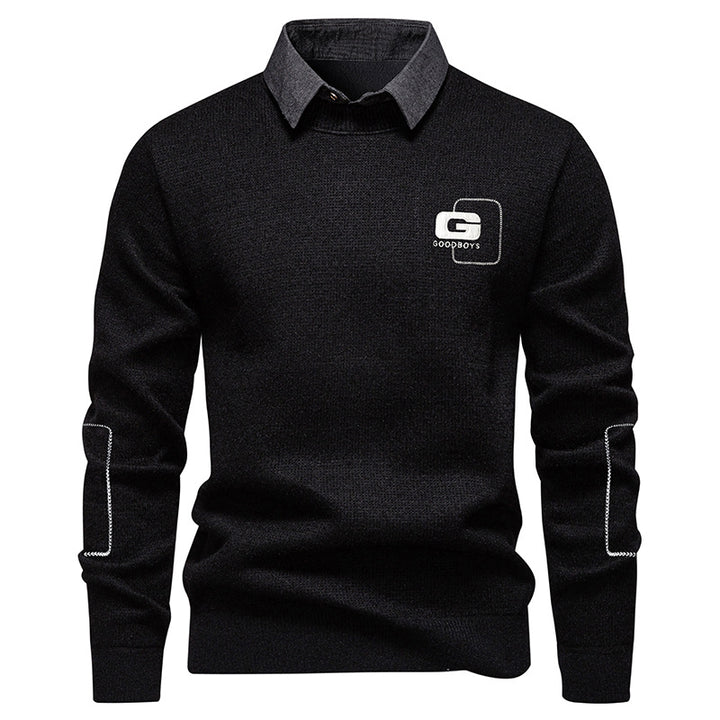Elegant sweater for men with collar and fine knit pattern Lune London