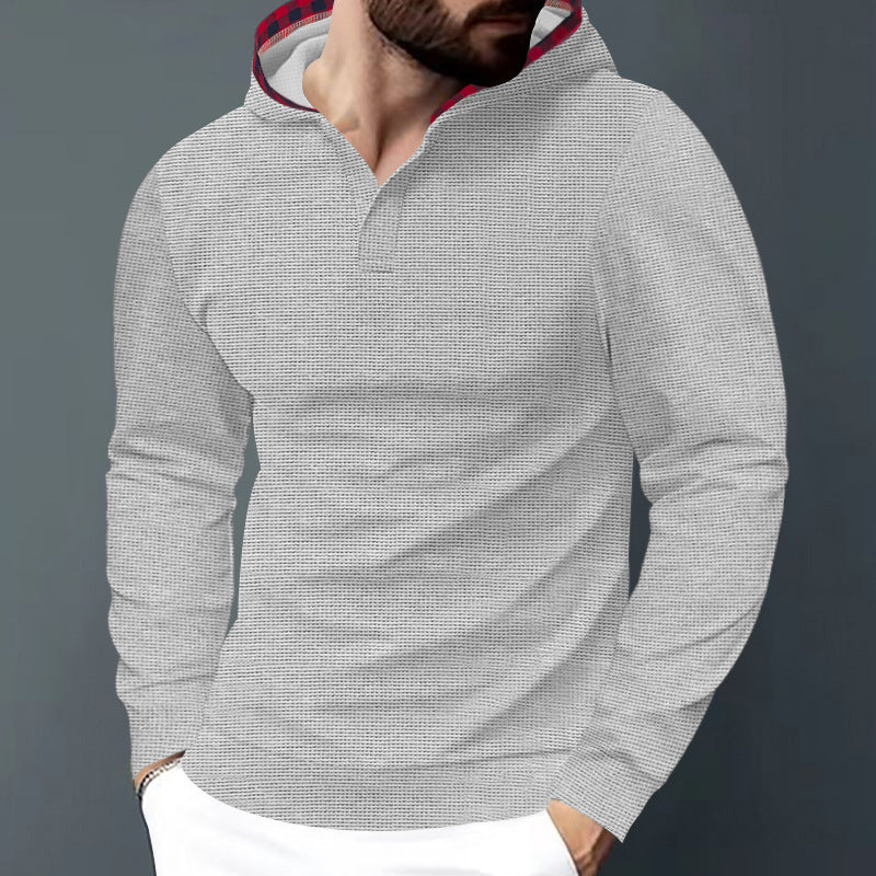 Trendy long sleeve shirt for men with hoodie and textured design Lune London