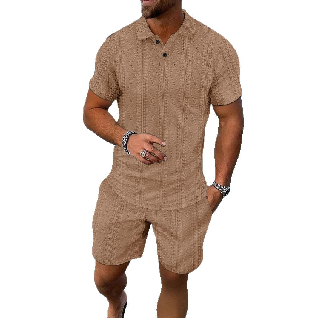 Men's Structured Knit Polo Set and Chic Shorts