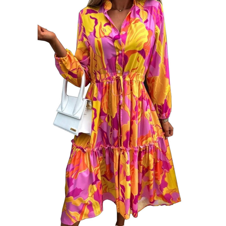 Long sleeve t-shirt dress for women with a relaxed silhouette and drawstring at the waist Lune London