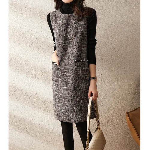 Textured shift dress for women with pockets Lune London