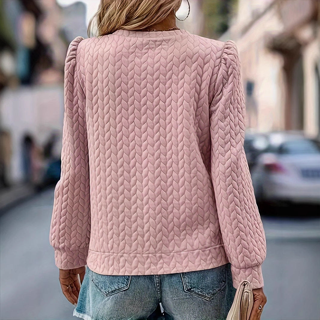 Women's sweatshirt with a textured design and fashionable puff sleeves Lune London