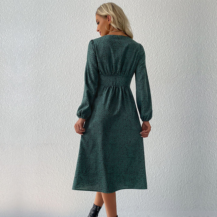 Midi dress for women with buttoning and voluminous sleeves Lune London