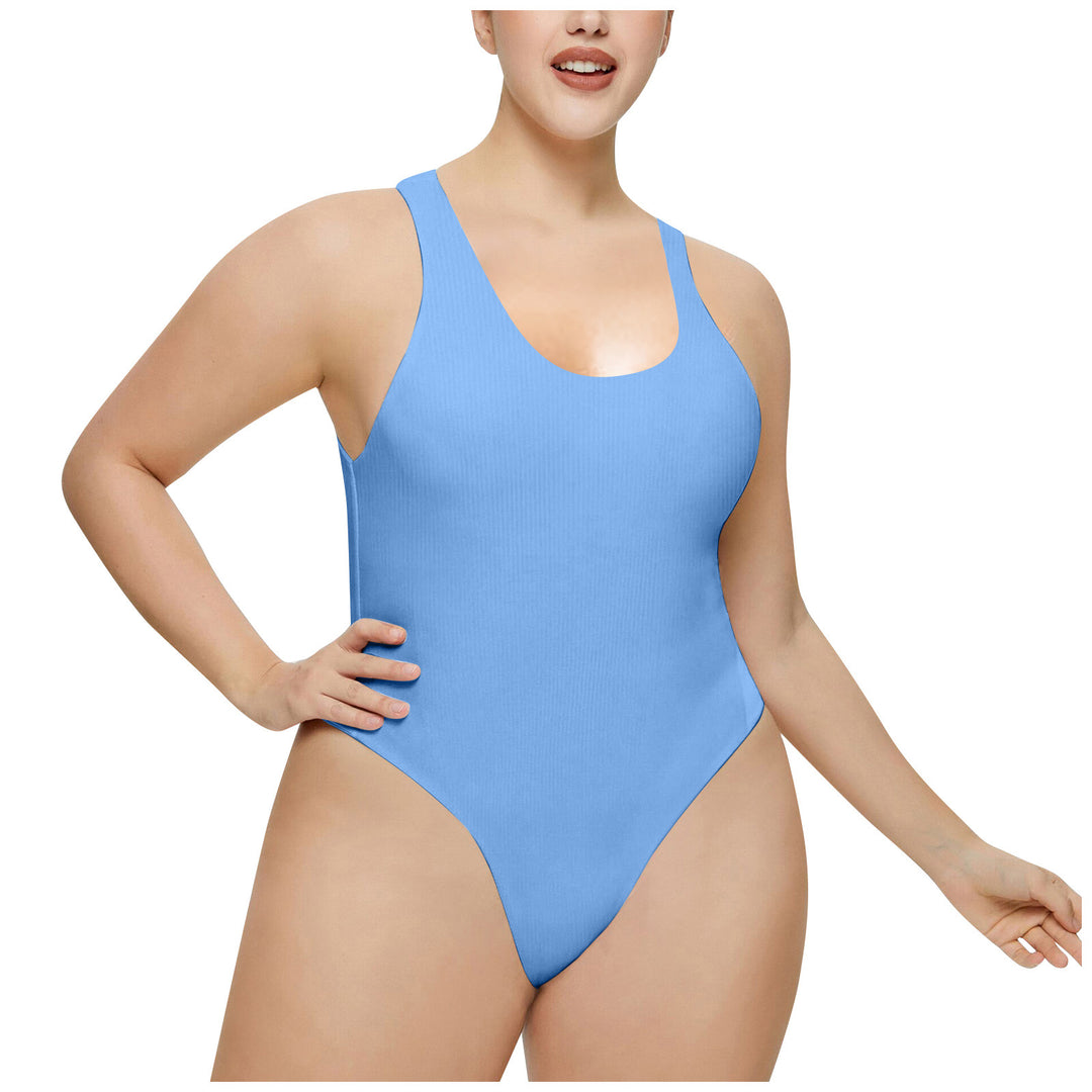 Ladies High Neck Ribbed Swimsuit Lune London