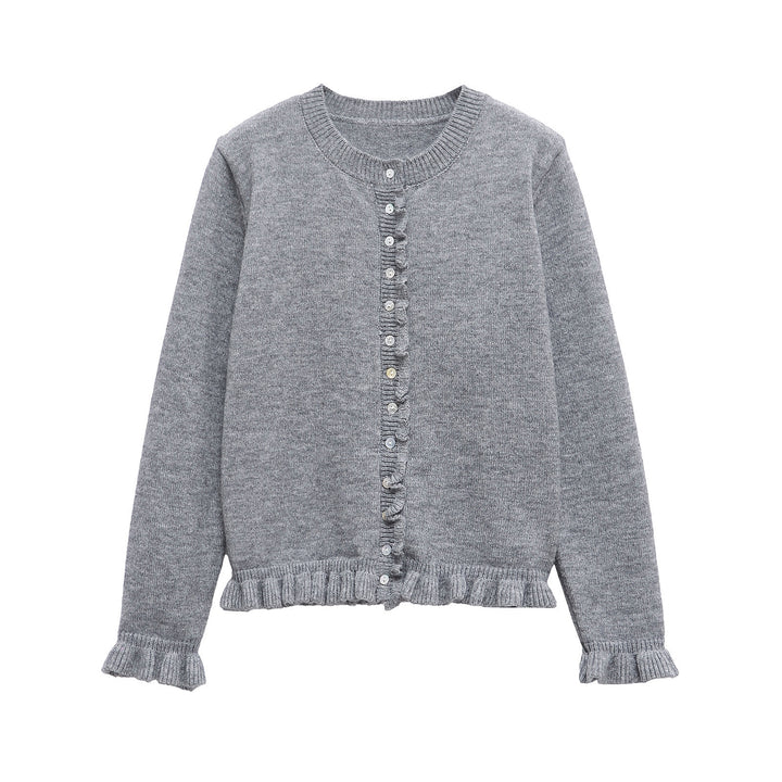 Knit jacket for women with flared details and decorative buttons Lune London