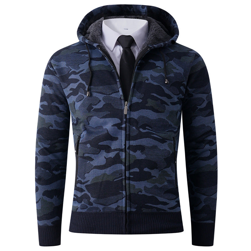 Trendy hooded jacket for men with lined hood and powerful camouflage pattern Lune London