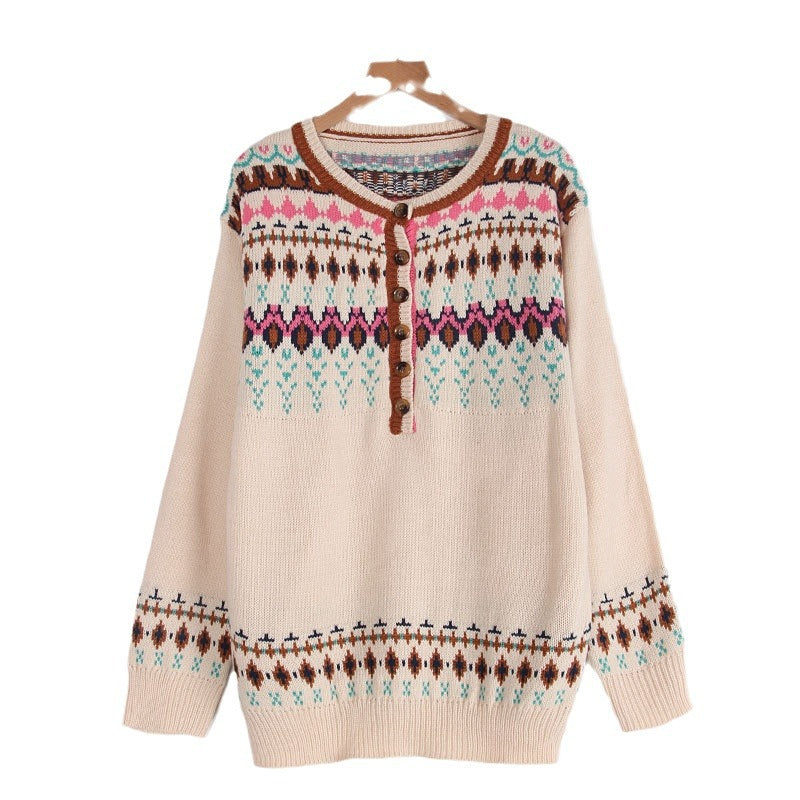 Pull en tricot pour femmes avec motif norvégien coloré Chic & Stil