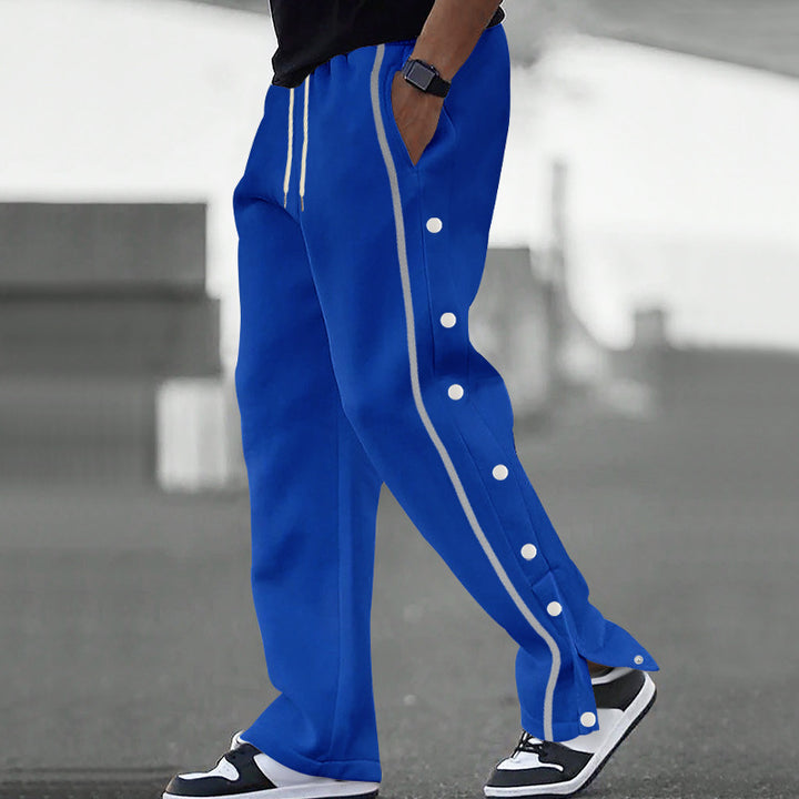 Men's sporty leisure pants with snap button detail and elastic waistband Lune London