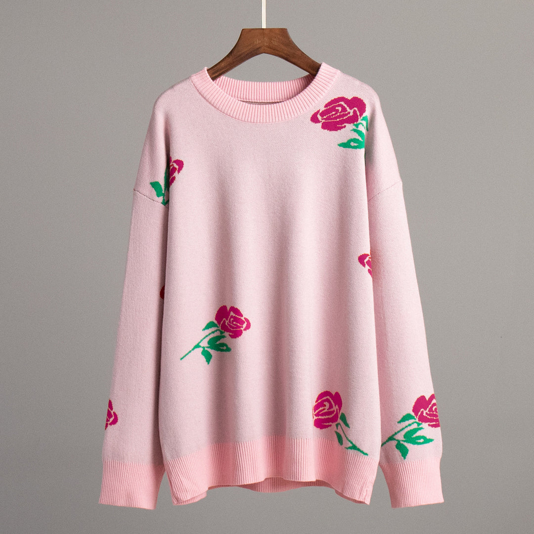 Sweater en tricot à motifs pour femmes avec design floral et coupe ample Chic & Stil