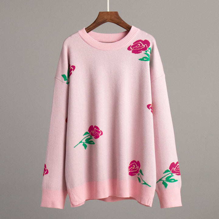 Sweater en tricot à motifs pour femmes avec design floral et coupe ample Chic & Stil