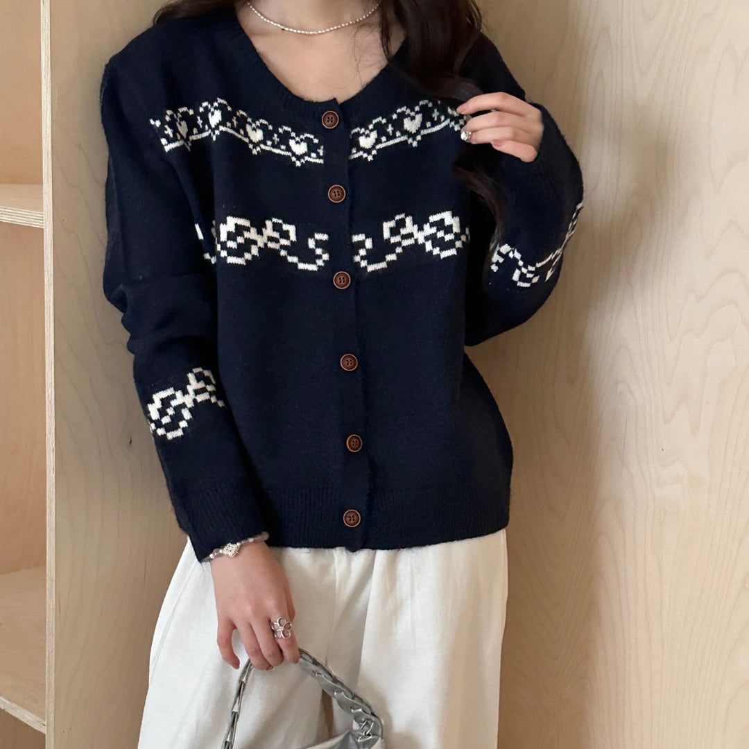 Ladies Cozy Knit Cardigan with Unique Pattern Lune London