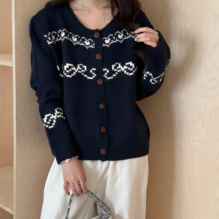 Ladies Cozy Knit Cardigan with Unique Pattern Lune London