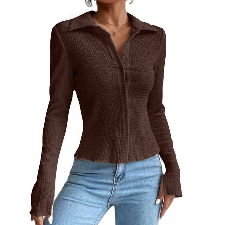 Long sleeve blouse for women with textured design Lune London