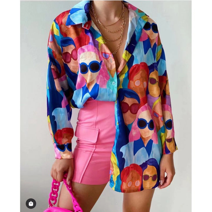 Blouse transparente pour femmes avec imprimé coloré et coupe décontractée Chic & Stil