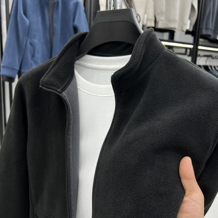 Fleece jacket for men with high collar and practical pockets Lune London