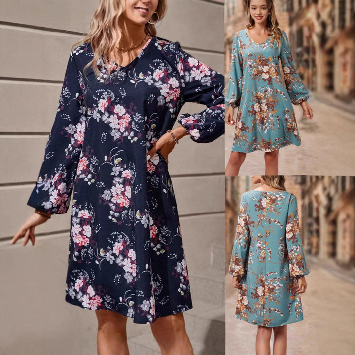 Shirt dress for women with floral design and voluminous sleeves Lune London