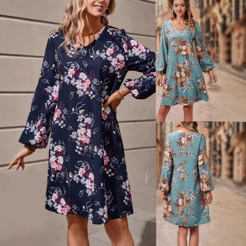 Shirt dress for women with floral design and voluminous sleeves Lune London