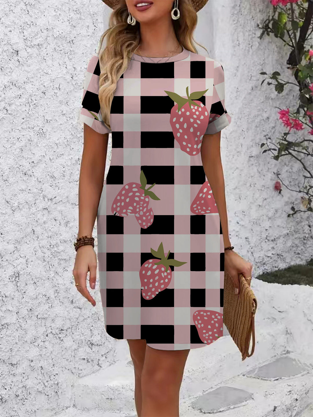 Women's Casual Short Sleeve Dress with Creative Geometric Pattern Lune London