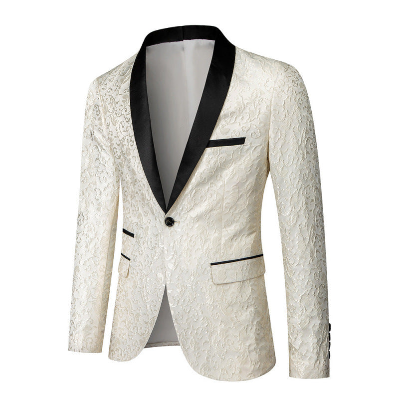Veste de smoking extravagante pour hommes avec motif jacquard floral Lune London
