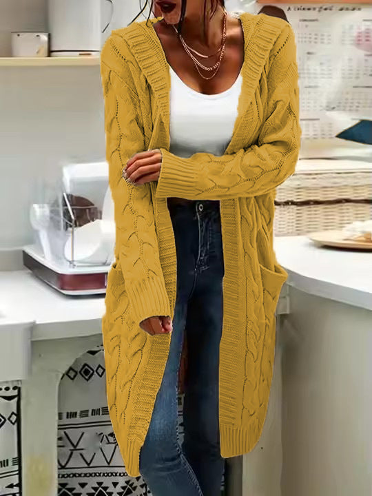 Thick knit cardigan for women with open sleeves and practical pockets Lune London