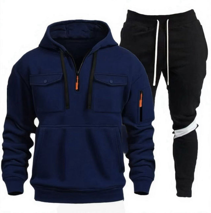 Practical hoodie jacket for men with chic and stylish sports pants
