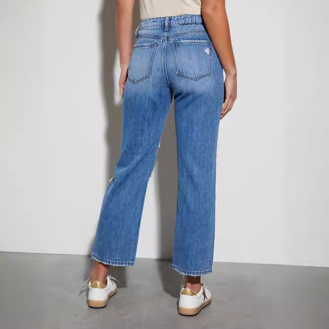 Women's Destroyed Jeans in trendy Bootcut style Lune London