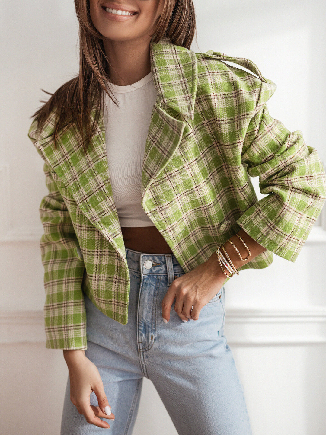 Plaid jacket for women with a modern cut Lune London