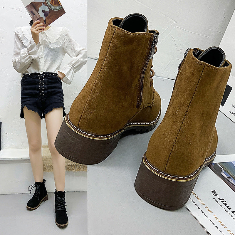 Fashionable women's suede ankle boots with additional zipper and lightweight contoured sole Lune London