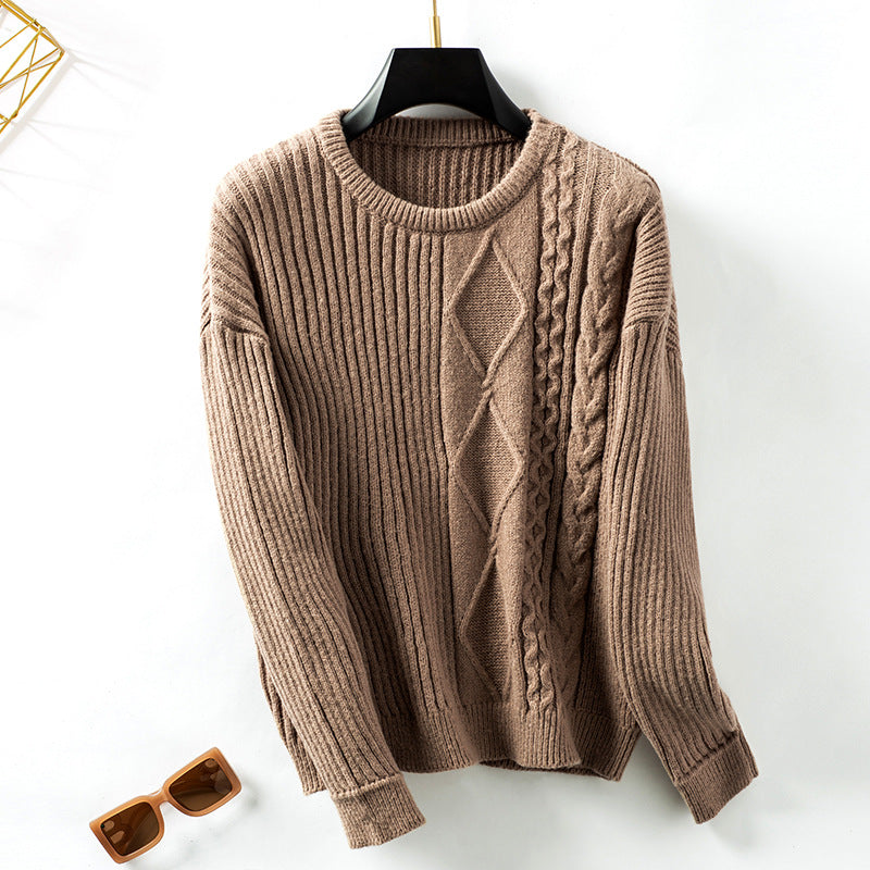 Fashion knitted sweater for women with structured patterns and a round neckline Lune London