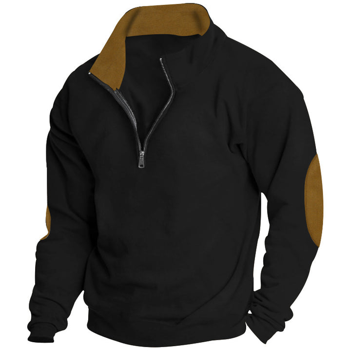 Comfortable pullover for men with half-zip and stylish elbow patches Lune London