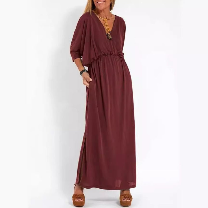 Robe maxi élégante pour femmes avec fente latérale et ceinture flexible Chic & Stil
