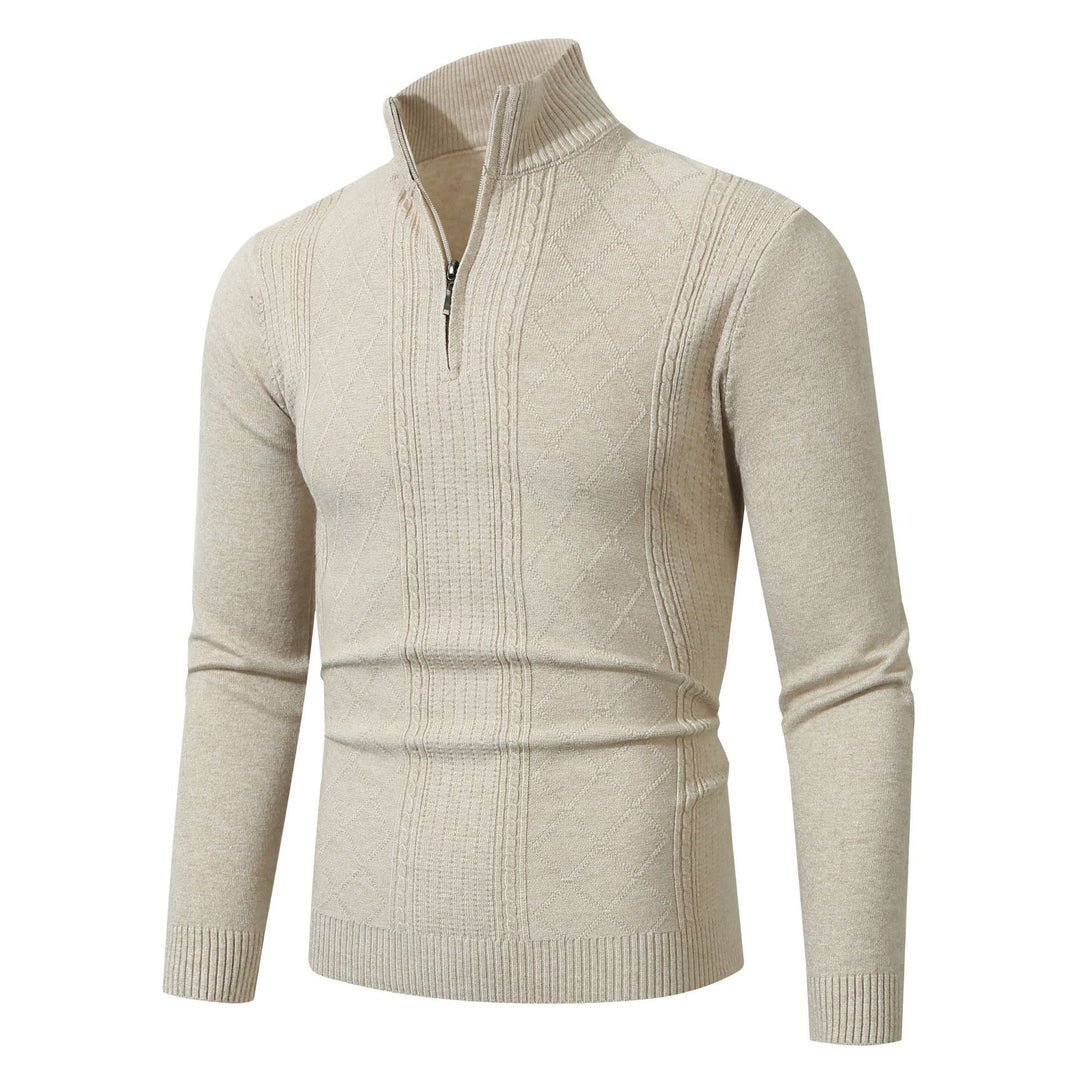 Elegant knit sweater for men with high collar and zipper Lune London