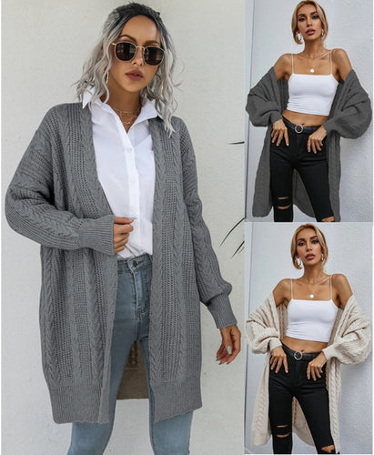 Thick knitted jacket for women with deep V-neckline and relaxed fit Lune London